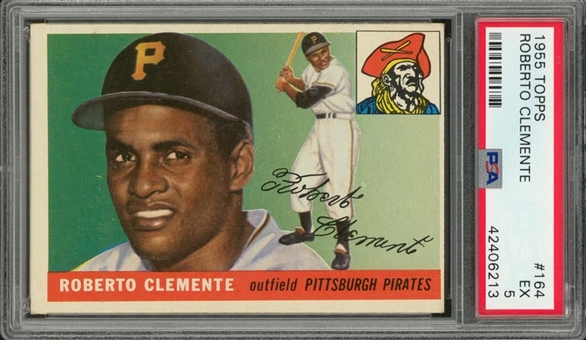 1955 Topps #164 Roberto Clemente Rookie Card – PSA EX 5